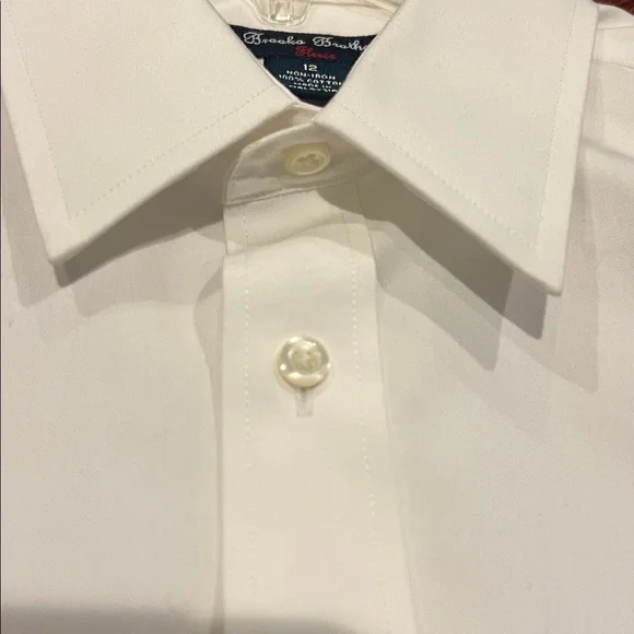 Boys Brooks Brothers French Cuff Dress Shirt Size 12 Non-Iron - Picture 5 of 10